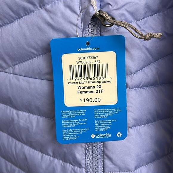 Columbia Women's Powder Lite™ II Full Zip Jacket Coat Lavender 2X Omni-Heat - Picture 3 of 11